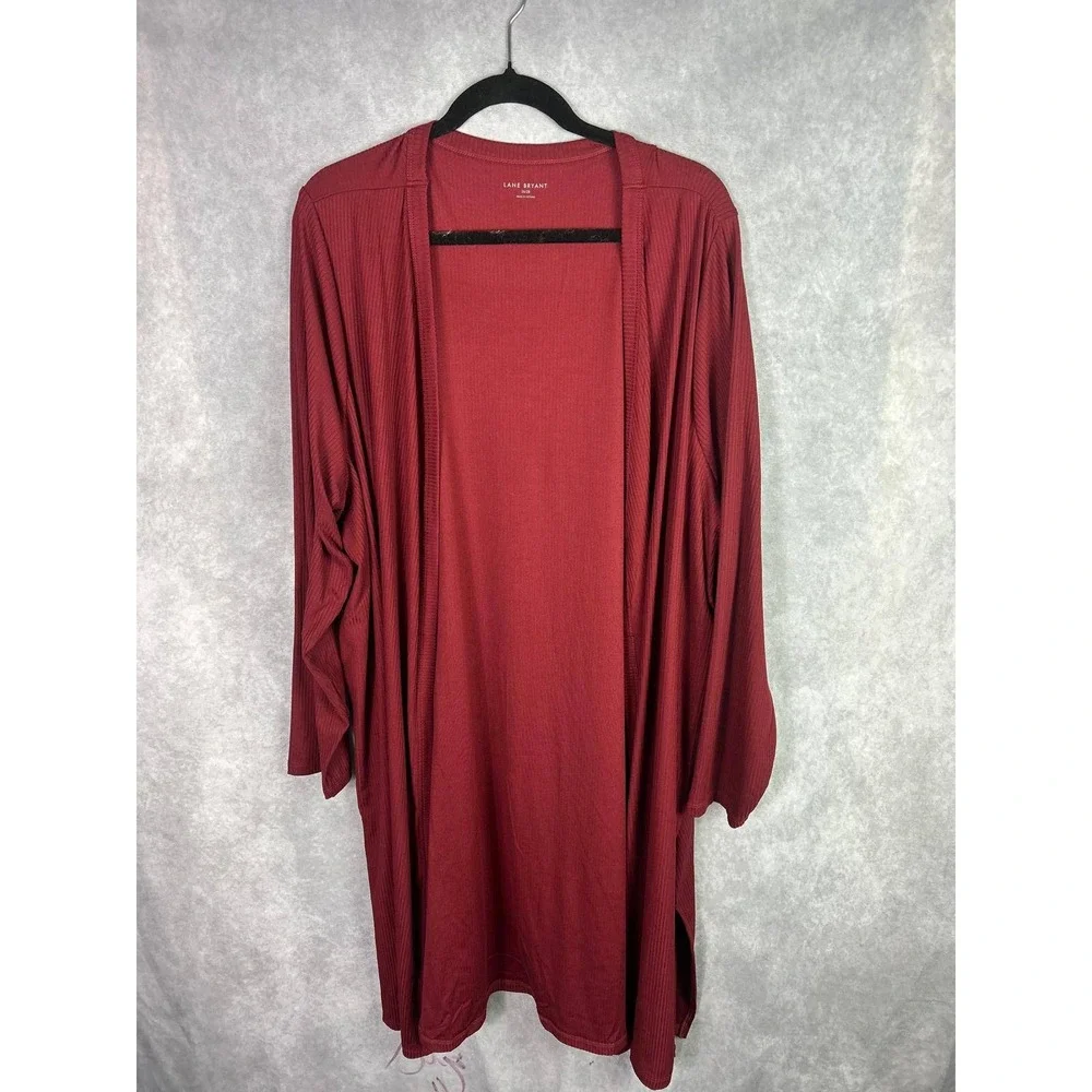 Lane Bryant Cardigan Duster Ribbed Long Sleeve Burgundy Women's Plus Size‎ 26/28